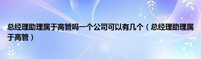 总经理助理属于高管吗一个公司可以有几个（总经理助理属于高管）