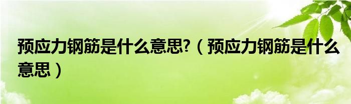 预应力钢筋是什么意思?（预应力钢筋是什么意思）