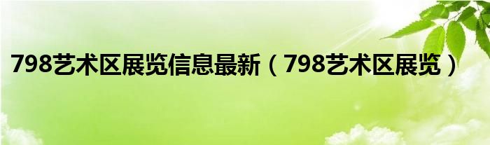 798艺术区展览信息最新（798艺术区展览）