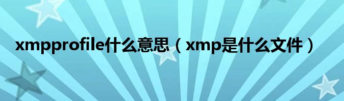 xmpprofile什么意思（xmp是什么文件）