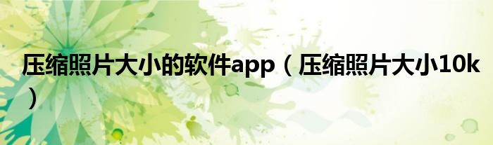 压缩照片大小的软件app（压缩照片大小10k）