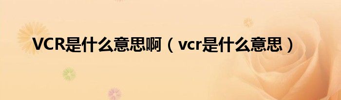 VCR是什么意思啊（vcr是什么意思）