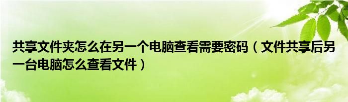 共享文件夹怎么在另一个电脑查看需要密码（文件共享后另一台电脑怎么查看文件）