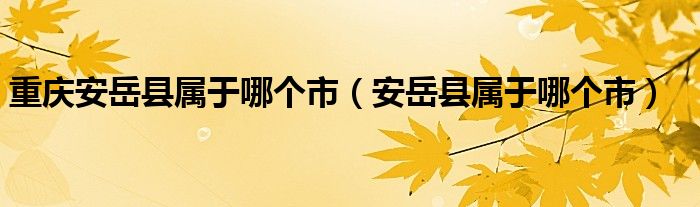 重庆安岳县属于哪个市（安岳县属于哪个市）