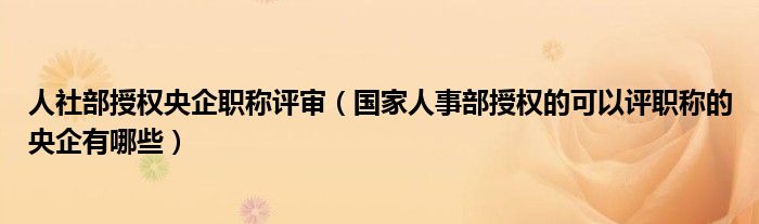 人社部授权央企职称评审（国家人事部授权的可以评职称的央企有哪些）