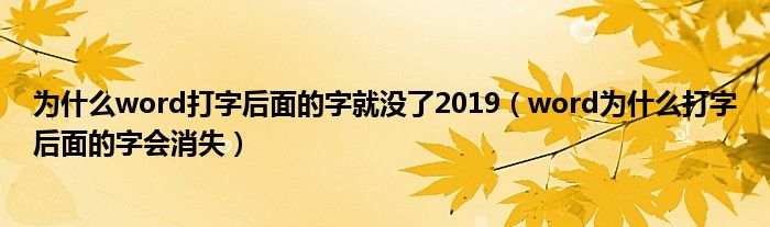 为什么word打字后面的字就没了2019（word为什么打字后面的字会消失）