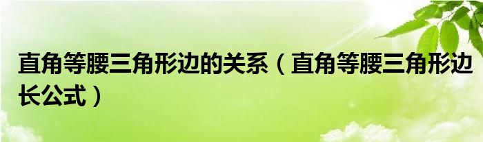 直角等腰三角形边的关系（直角等腰三角形边长公式）