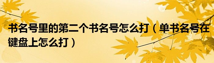 书名号里的第二个书名号怎么打（单书名号在键盘上怎么打）