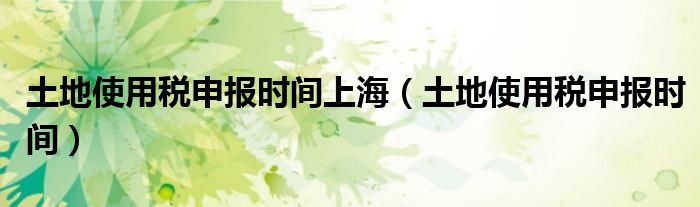 土地使用税申报时间上海（土地使用税申报时间）