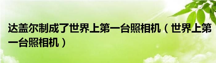 达盖尔制成了世界上第一台照相机（世界上第一台照相机）