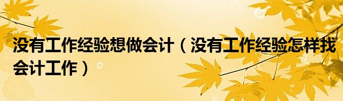 没有工作经验想做会计（没有工作经验怎样找会计工作）