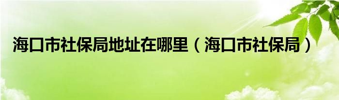 海口市社保局地址在哪里（海口市社保局）