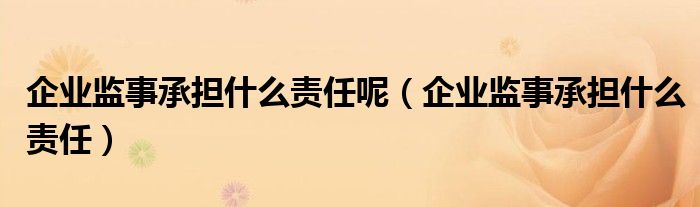 企业监事承担什么责任呢（企业监事承担什么责任）