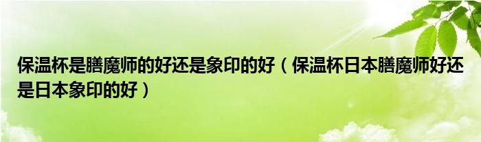 保温杯是膳魔师的好还是象印的好（保温杯日本膳魔师好还是日本象印的好）