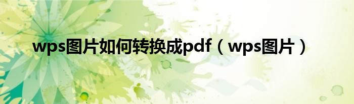 wps图片如何转换成pdf（wps图片）