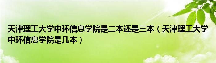 天津理工大学中环信息学院是二本还是三本（天津理工大学中环信息学院是几本）