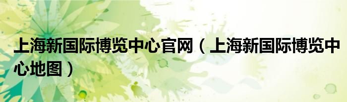 上海新国际博览中心官网（上海新国际博览中心地图）