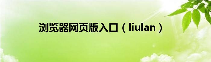 浏览器网页版入口（liulan）