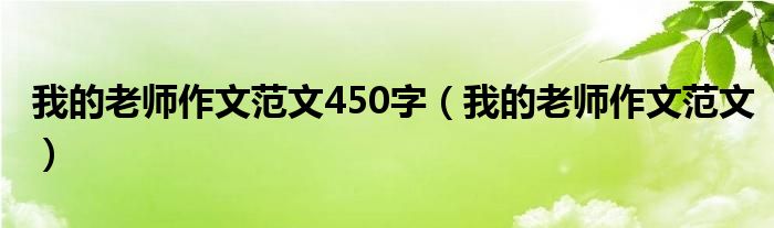 我的老师作文范文450字（我的老师作文范文）