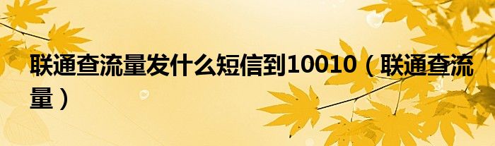 联通查流量发什么短信到10010（联通查流量）