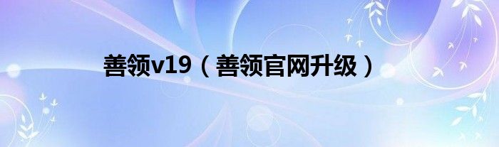 善领v19（善领官网升级）