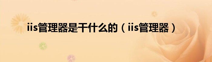 iis管理器是干什么的（iis管理器）