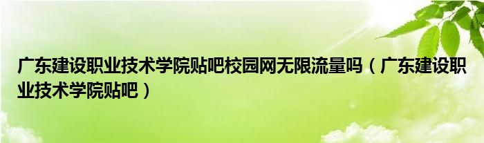 广东建设职业技术学院贴吧校园网无限流量吗（广东建设职业技术学院贴吧）