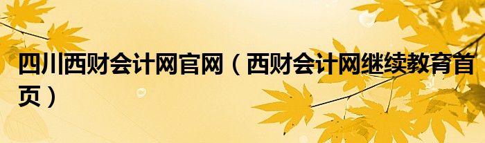 四川西财会计网官网（西财会计网继续教育首页）