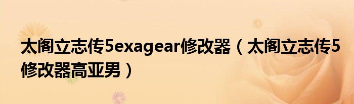 太阁立志传5exagear修改器（太阁立志传5修改器高亚男）