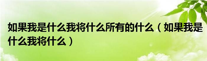 如果我是什么我将什么所有的什么（如果我是什么我将什么）