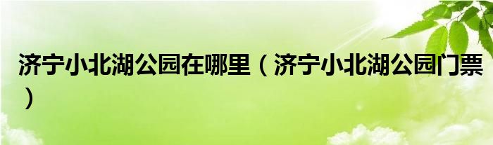 济宁小北湖公园在哪里（济宁小北湖公园门票）