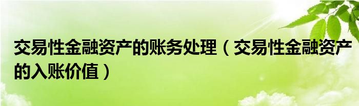 交易性金融资产的账务处理（交易性金融资产的入账价值）