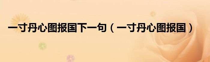 一寸丹心图报国下一句（一寸丹心图报国）