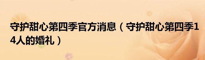 守护甜心第四季官方消息（守护甜心第四季14人的婚礼）