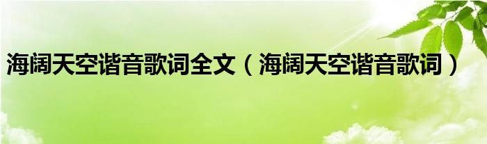 海阔天空谐音歌词全文（海阔天空谐音歌词）