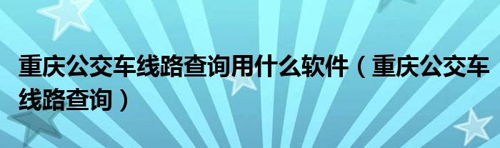 重庆公交车线路查询用什么软件（重庆公交车线路查询）