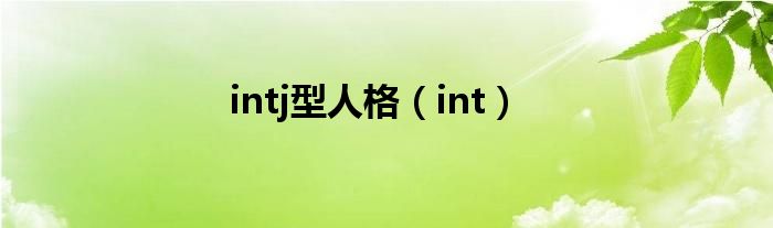 intj型人格（int）