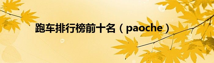 跑车排行榜前十名（paoche）