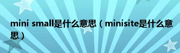 mini small是什么意思（minisite是什么意思）