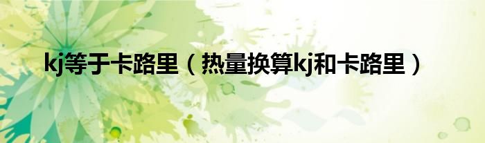 kj等于卡路里（热量换算kj和卡路里）