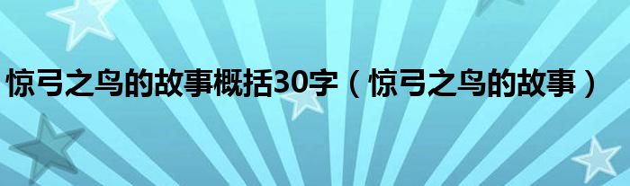 惊弓之鸟的故事概括30字（惊弓之鸟的故事）