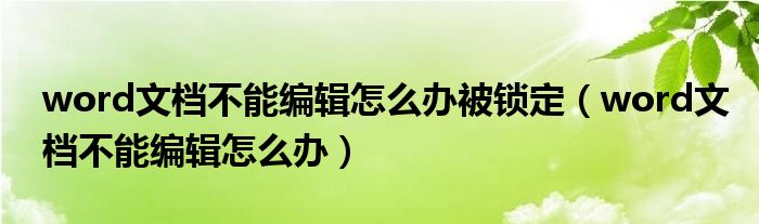 word文档不能编辑怎么办被锁定（word文档不能编辑怎么办）