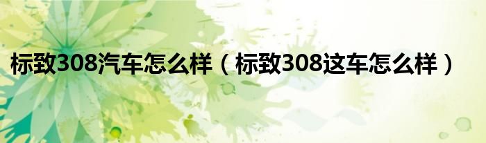 标致308汽车怎么样（标致308这车怎么样）