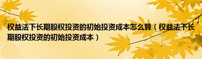 权益法下长期股权投资的初始投资成本怎么算（权益法下长期股权投资的初始投资成本）