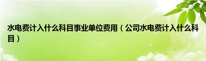 水电费计入什么科目事业单位费用（公司水电费计入什么科目）