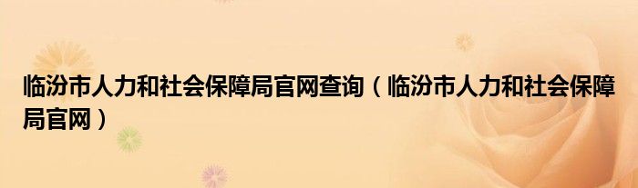 临汾市人力和社会保障局官网查询（临汾市人力和社会保障局官网）