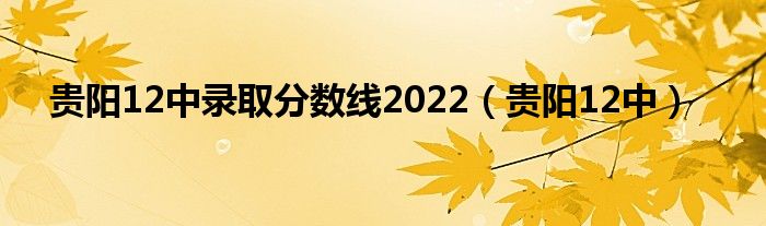 贵阳12中录取分数线2022（贵阳12中）