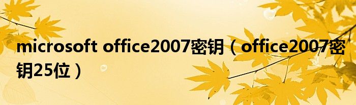 microsoft office2007密钥（office2007密钥25位）