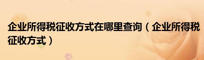 企业所得税征收方式在哪里查询（企业所得税征收方式）