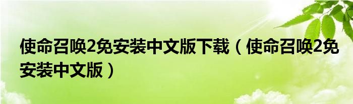 使命召唤2免安装中文版下载（使命召唤2免安装中文版）